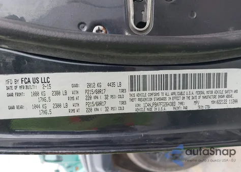 2015 Jeep Patriot Altitude Edition из США, поврежденный, VIN 1C4NJPBA7FD264383